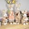 15.25" Beige Rustic Girl Rabbit Easter Figure with Flowers
